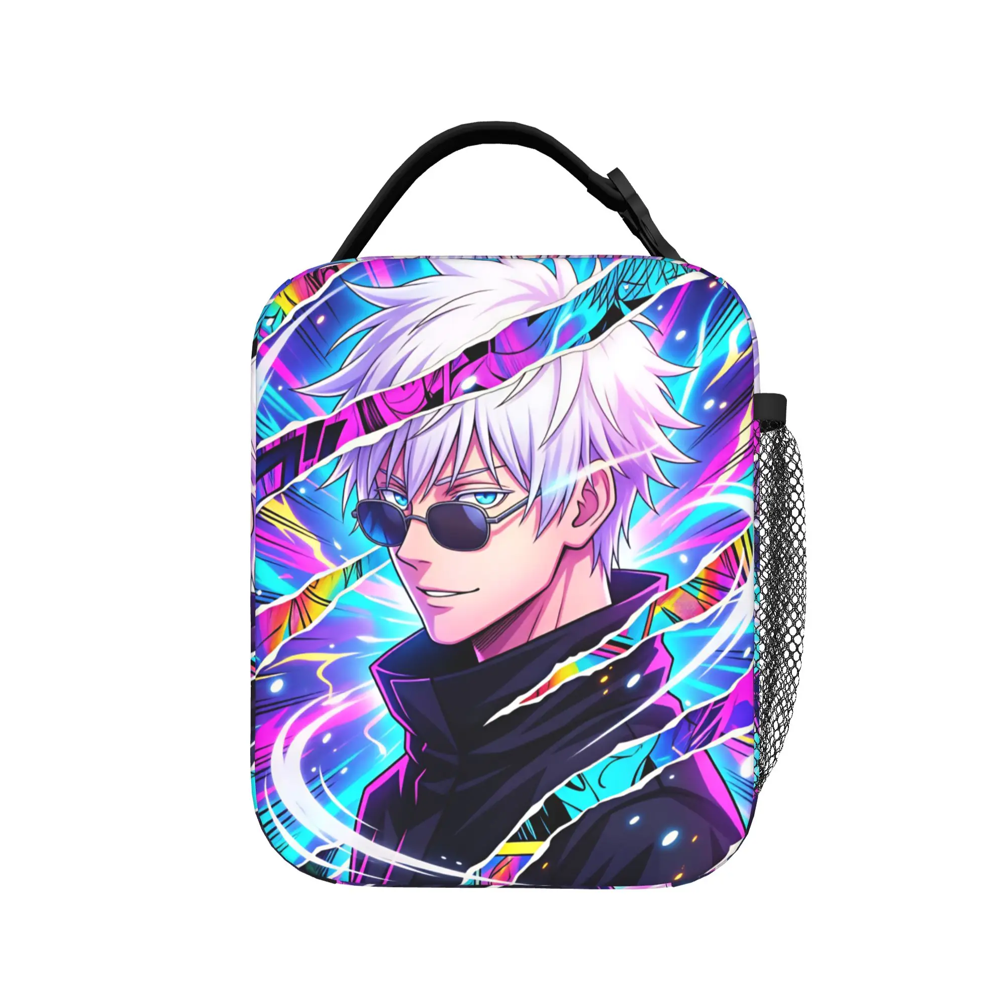 Satoru Gojo Comic Animation Lunch Bag  Travel Lunch Box For Women Casual Print Tote Food Bags Oxford Convenient Cooler Bag