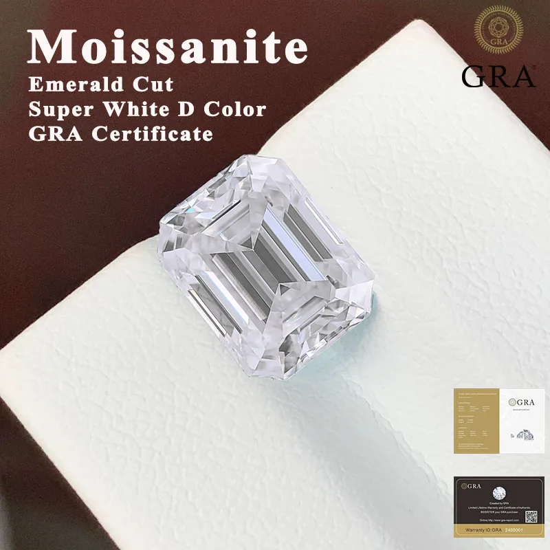 

Moissanite Stone Emerald Cut Super White D Color VVS1 DIY Chamrs Ring Shiny Necklace Earrings Main Materials GRA Certificate