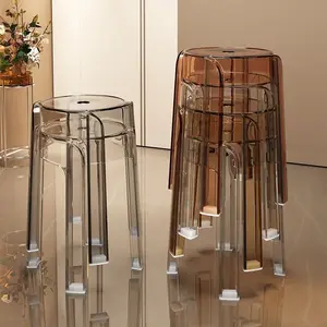 Transparent Acrylic Stool Net Red Chair Plastic Household Thickened Small Stool Simple Modern Stacked round Stool