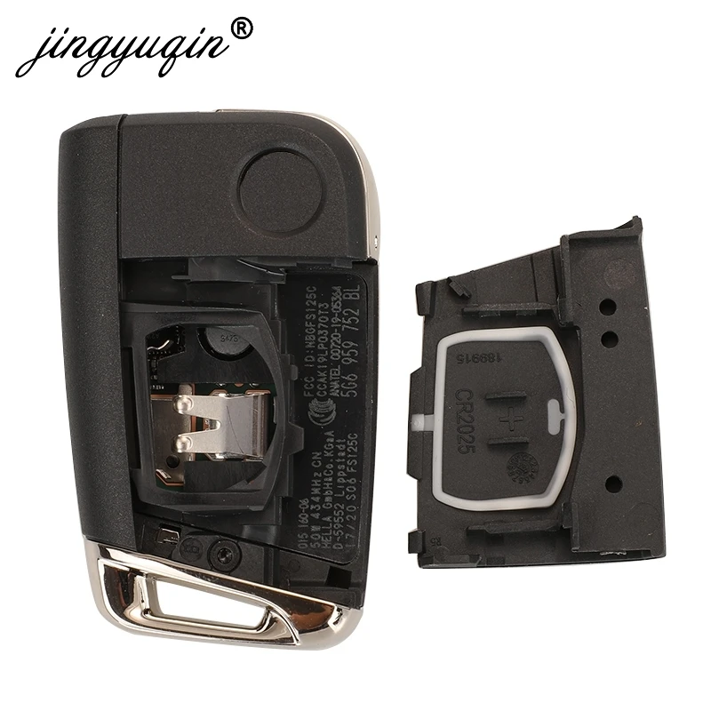 jingyuqin Original 5G 6959752 BL 5C Chip Flip Remote Keyless Go dla VW TAYRON T-ROC Tiguan Car Key Fob 5G6 959 752 BL Oryginalna część