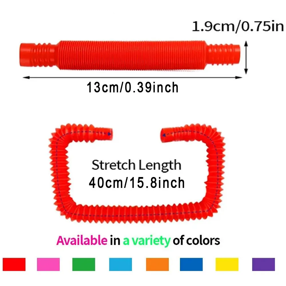8個カラフルな伸縮チューブポップチューブストレッチチューブコルゲートチューブ大人用ストレス解消おもちゃ教育用折りたたみおもちゃ