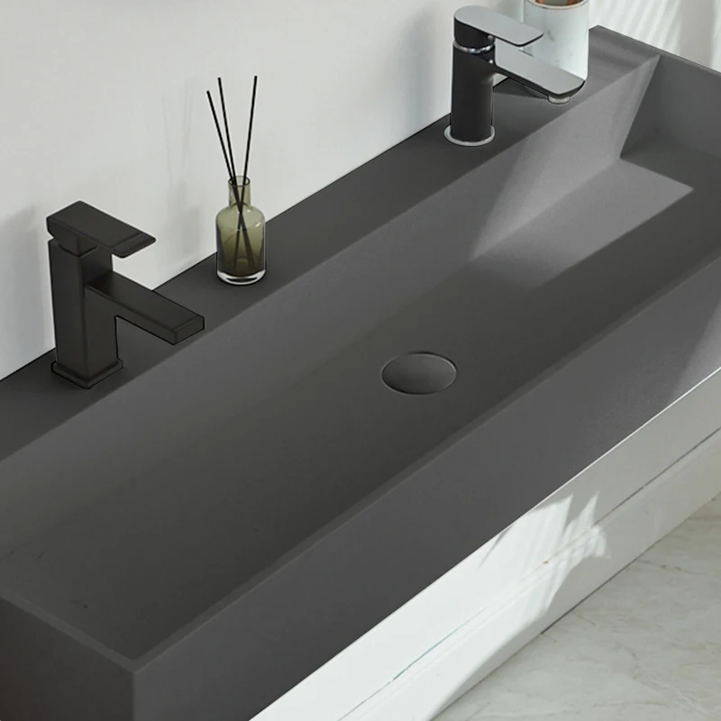 

Твердая поверхность, плоская задняя часть, квадратная под столешницей, керамический умывальник, утопленный шкаф для ванной комнаты, раковина для туалетного столика, каменная смола, раковина для ванной комнаты