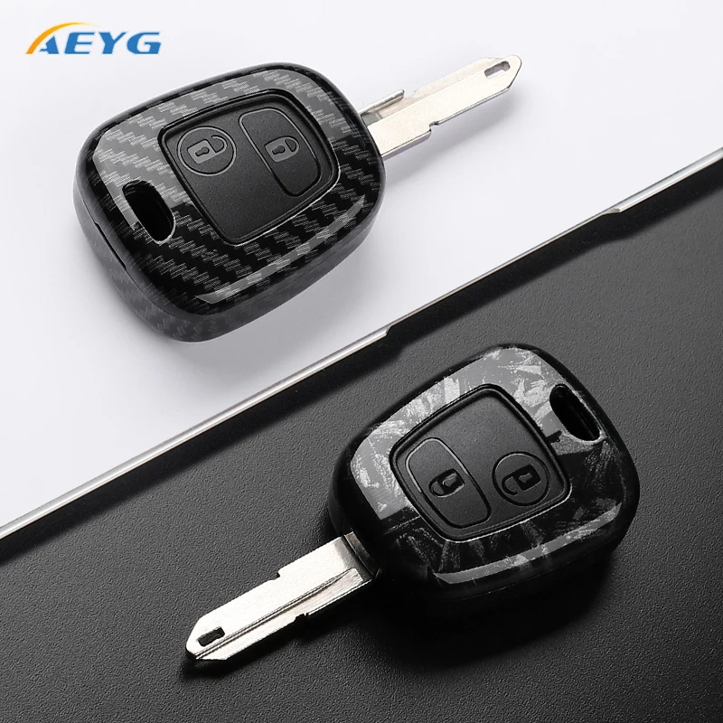 Koolstofvezel ABS Autosleutel Case Cover Voor Peugeot 206 207 307 408 607 Voor Citroen C1 C2 C3 C4 voor Xsara Picasso