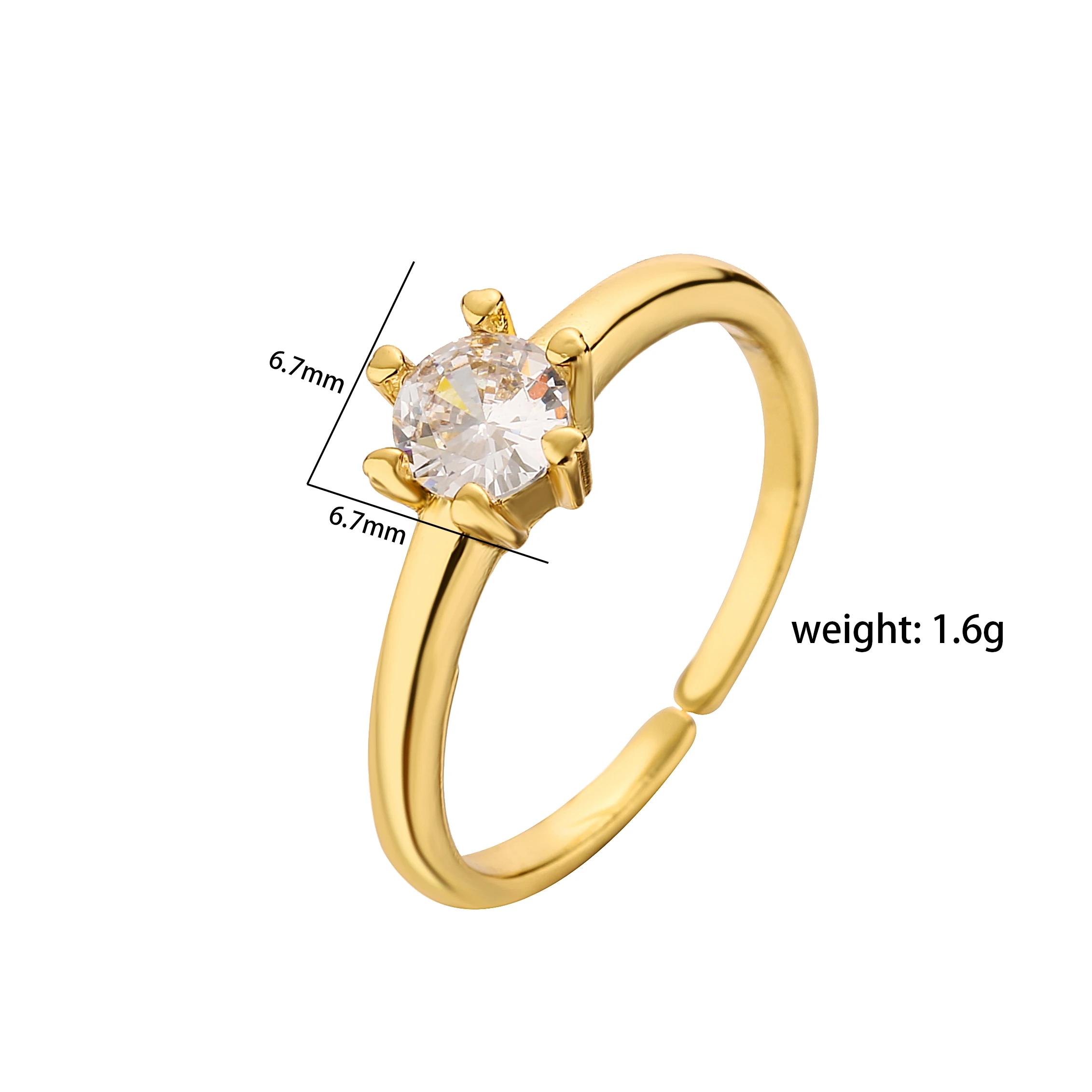 HECHENG,18k Real Gold Plated Cooper Ring ,Round Cubic Zircon Rings for Women Bride Wedding Band Women Gift Jewelry