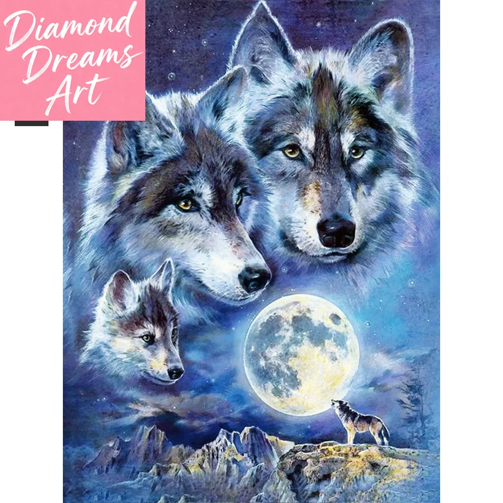 Frameless, Diy Diamond Mosaic Animal Wolf Home Rhinestones D
