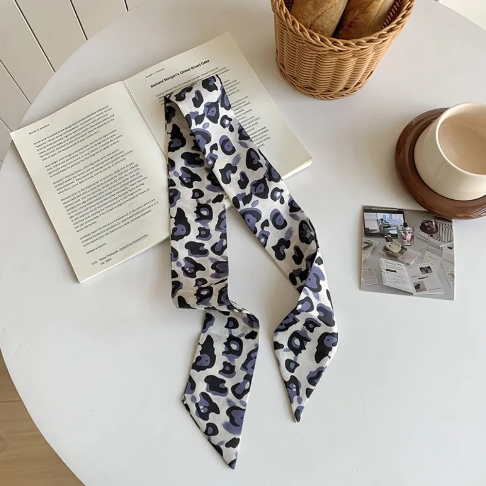 Elegant Leopard Print Slender Scarf Decoration Long Neck Scarf Thin Small Silk Scarf Neckwear/Wrist/Waistband