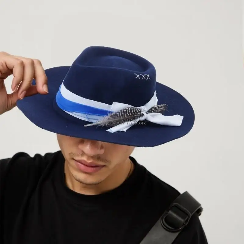 

Western Wool Hat with Wide Brims and Woven Belt for Effective Stylish Lookings Gentleman Hat for Casual and Outdoor Use