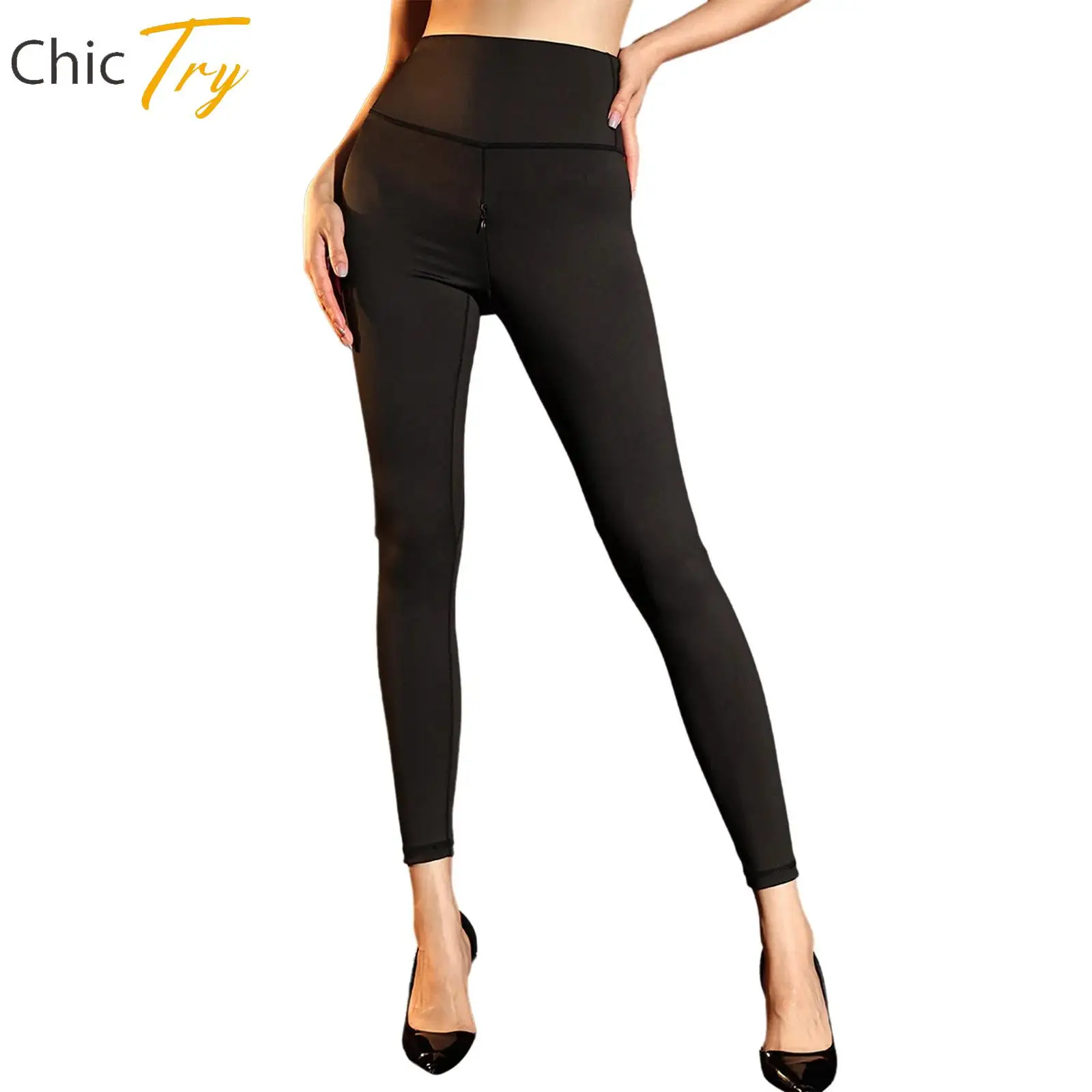 

Women's Gym Fitness Pants Workout Running Training Clothes High Waist Stretchy Skinny Pants Invisible Zipper Crotch Leggings