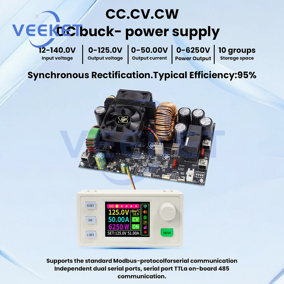 XY12550S CNC DC Buck Power Supply 50A/6250W Adjustable Stabilized