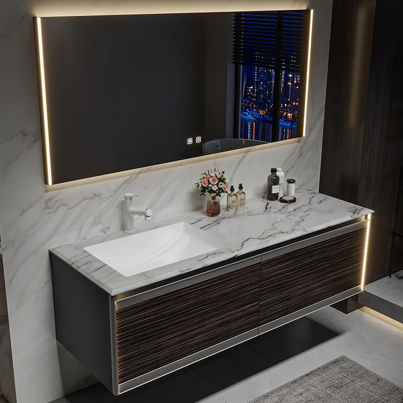 Luxury Modern Bathroom Cabinet Luxury Stone Light Wall Tall Storage Cabinet Organizer Portable Mirror Banyo Dolabi Furniture