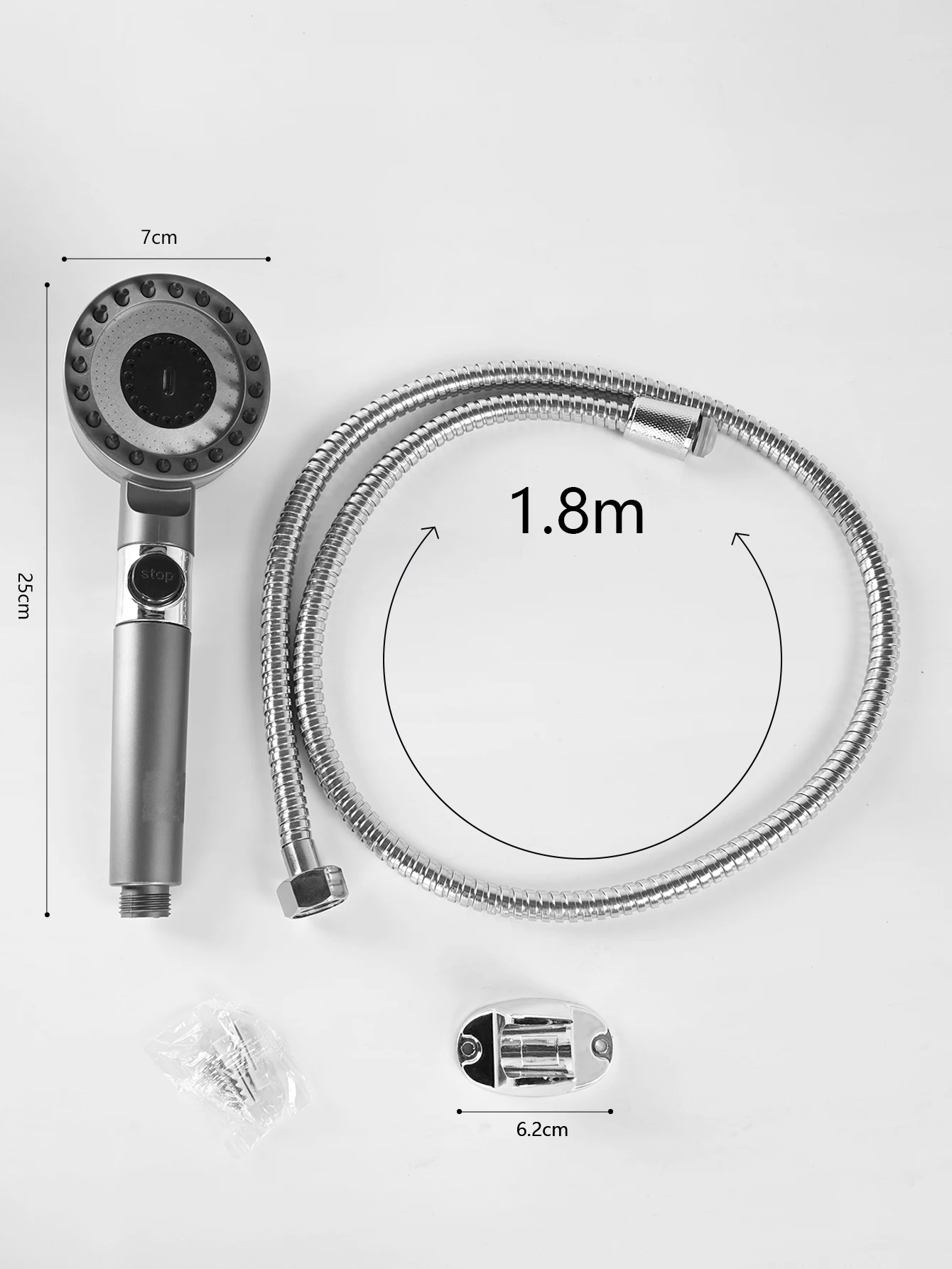 Douchekop met hogedrukfilter, verstelbare sproeier met 3 standen, regendouche, badkameraccessoires, handdouche met filter