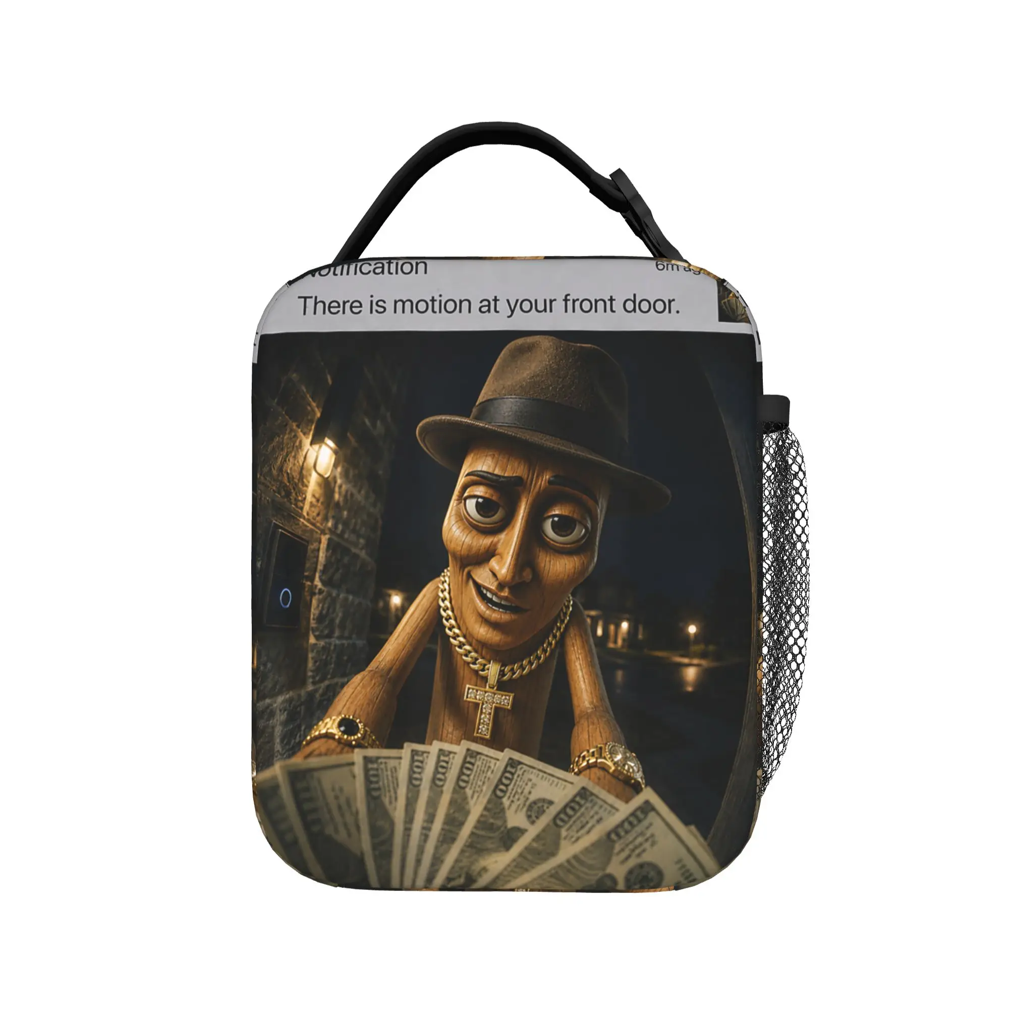 There is Motion At Your Front Door Tung Tung Tung Sahur Meme Lunch Bag Portable Lunch Box men Outdoor Picnic Graphic Cooler Bag