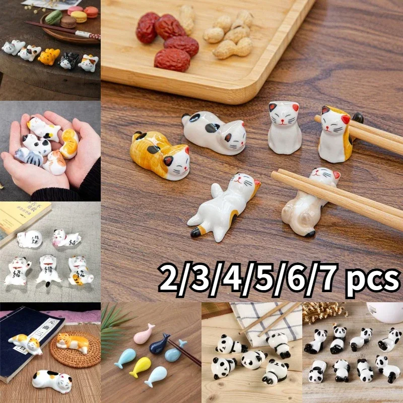 New Cute Cat Ceramic Chopsticks Holder Stand Fine Design Chopstick Rack Pillow Care Rest Japanese Style Kitchen Tableware Tools