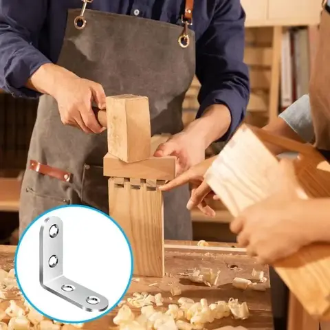 L-formade hörnfästen 90 graders rätvinkliga kopplingar Rostfritt stålfäste för trämöbler sängramsskåp 12 best sales träkoppling - №9