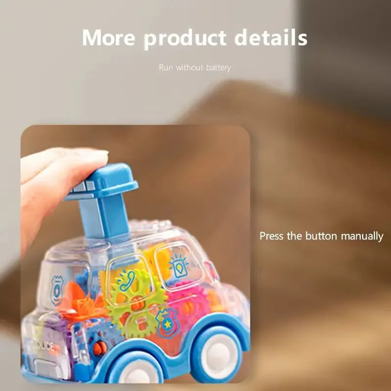 Cartoon Transparent Gear Car Toy Inertia Slide Children's Interactive Toys Lnertia Pull-back Cars with Rails Press Car