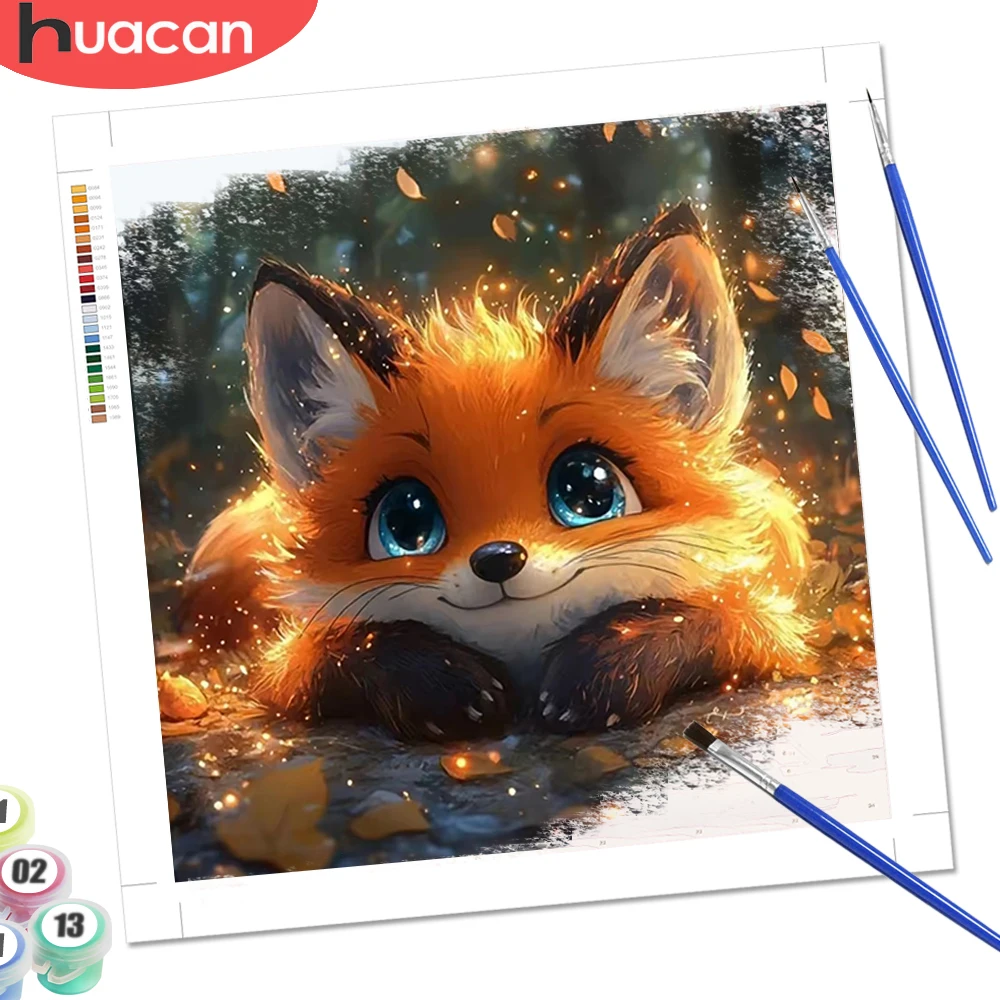 HUACAN Painting By Numbers Fox Animal On Canvas Pictures Oil