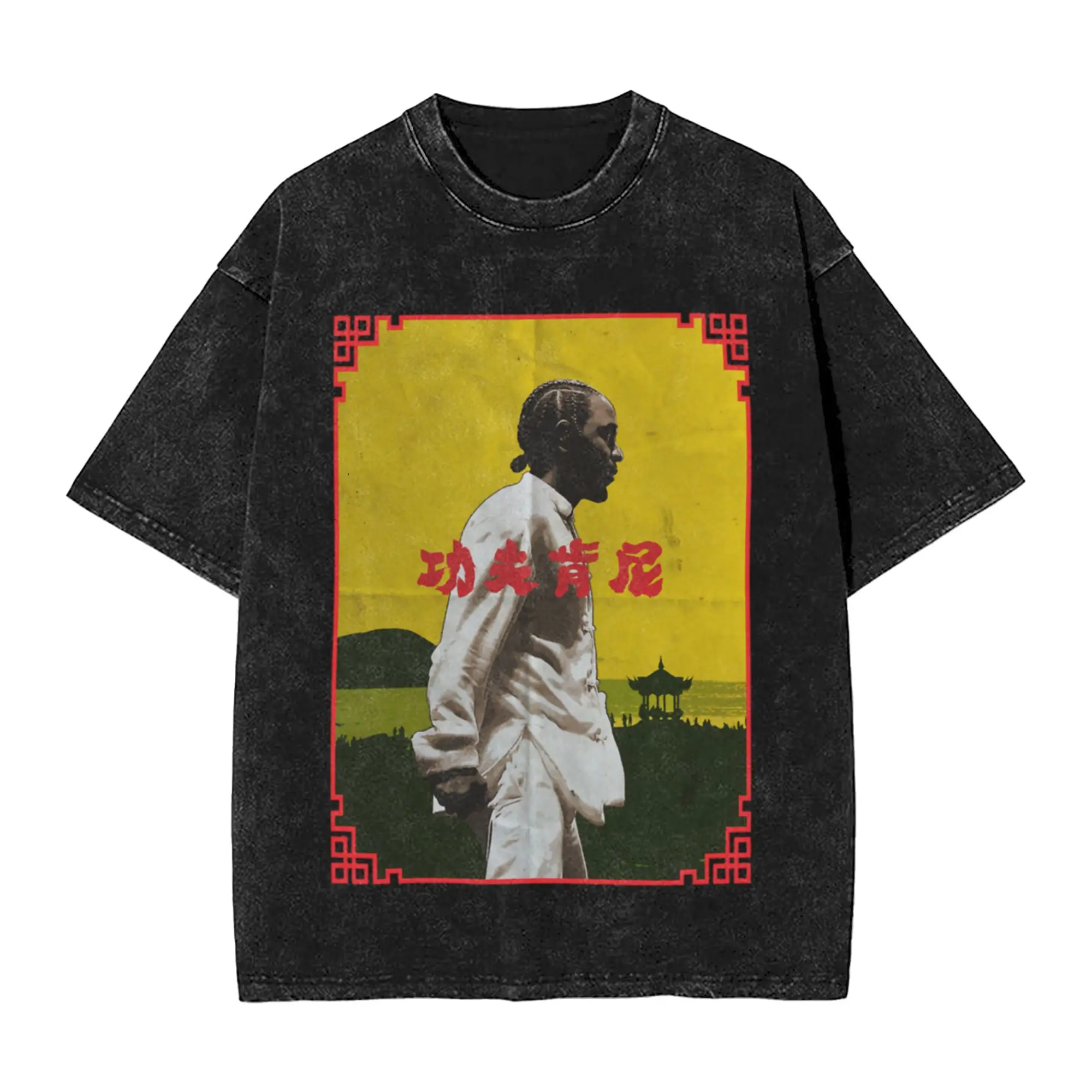 kung fu kenny Unique Stylish A Washed T Shirt Men's Women's Oversized Cotton Tees Tops