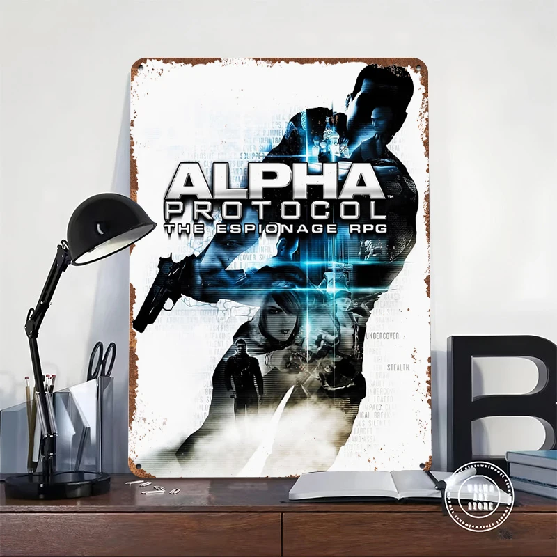 Alpha Protocol Metal Poster Customized Wall Art Retro Vintage Tinplate Signs for Modern Home Decoration Luxury Wand Deko House
