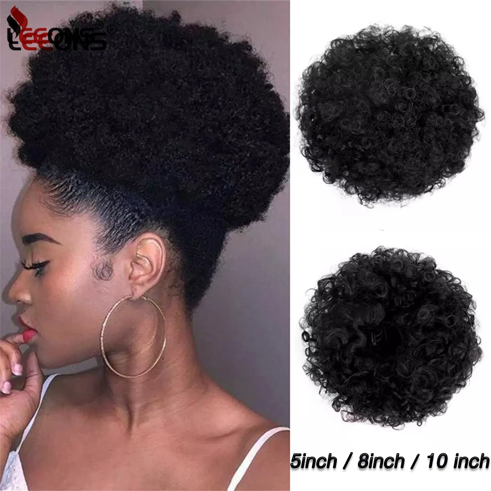 

8Inch Afro Puff Drawstring Ponytail Kinky Curly Bun Hair Synthetic Short Extensions Hairpieces Updo Hair For Black Women Girls