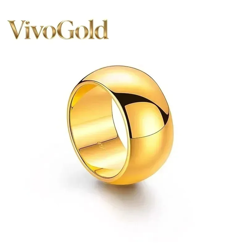 

Мужское кольцо VivoGold 24K Gold AU999, блестящее, полированное, шириной 12 мм — из премиального золота, подходит для мужчин, универсально для делового стиля.