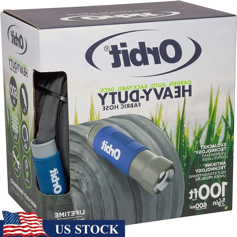 

Heavy Duty Fabric Garden Hose 100ft Kink-Free Watering 600 PSI Flexible Portable Reliable Gardening Automotive Irrigation