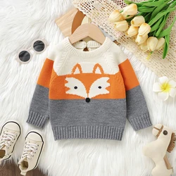 Girl Baby Sweaters Knit Newborn Boys Pullover Long Sleeve Tops Autumn Infant Children Clothing Cute Cartoon Fox Warm Winter Coat