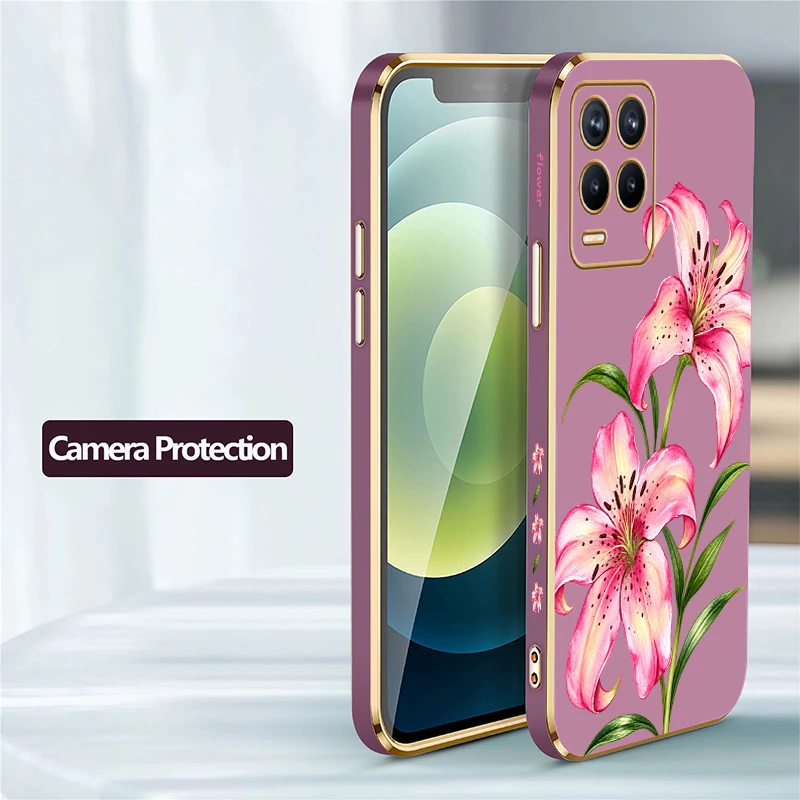 Flower Case For Realme Narzo 20 Pro 20A 60X 50i 50A Prime 50Pro Note 60 GT Master V5 V25 U1 Q3Pro Carnival Drop Resistant Covers view 5