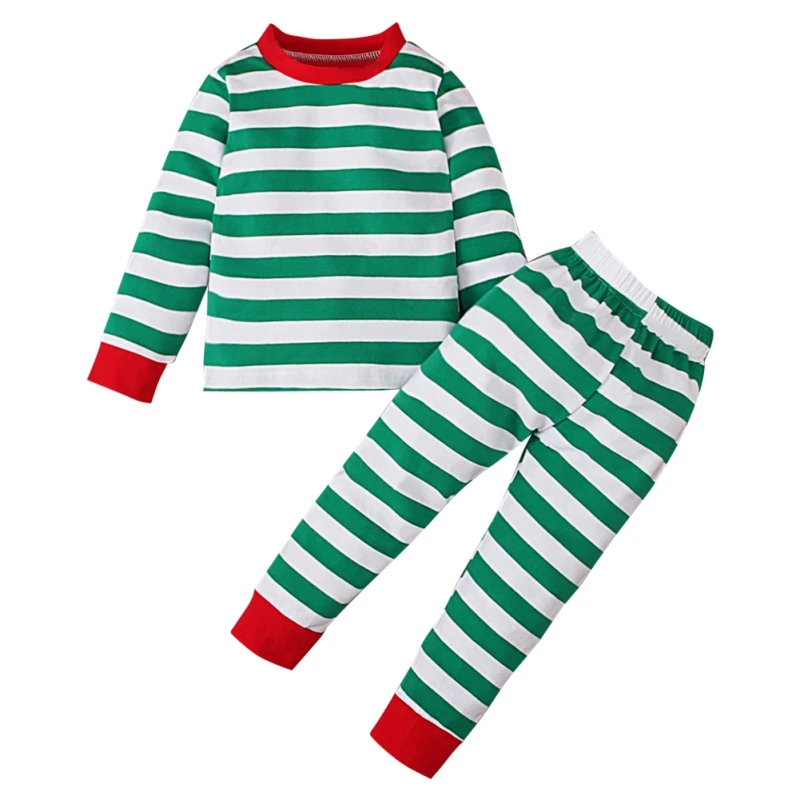 0-5T Boys Girls Christmas Pajamas Sets Stripe Toddler Clothes Kids Pajama Sleepwear