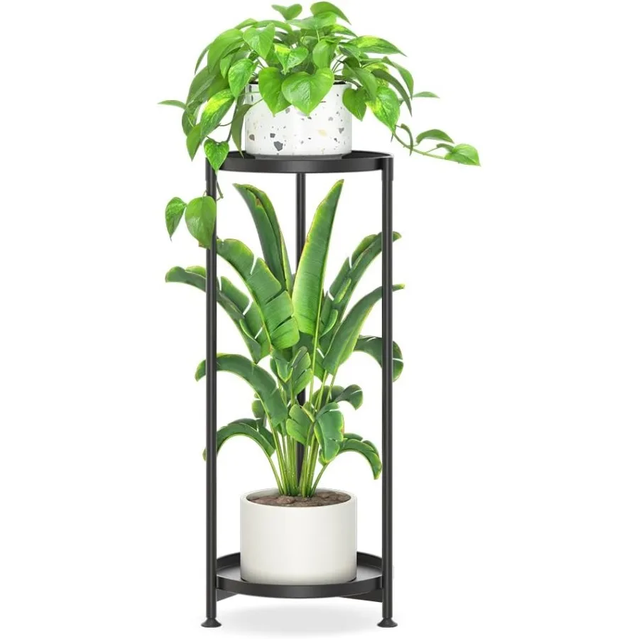 

2 Tier Corner Plant Stand Indoor Tall Vertical Metal Flower Heavy Duty Pot Holder Shelf Outdoor for Patio Porch Liv