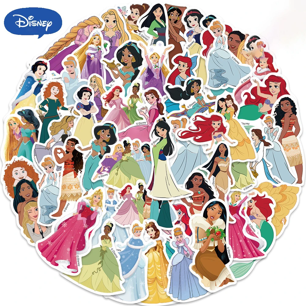 

52PCS Disney Princess Cartoon Graffiti Creative Waterproof DIY Stickers Cute Decorative Guitar Luggage Stickers