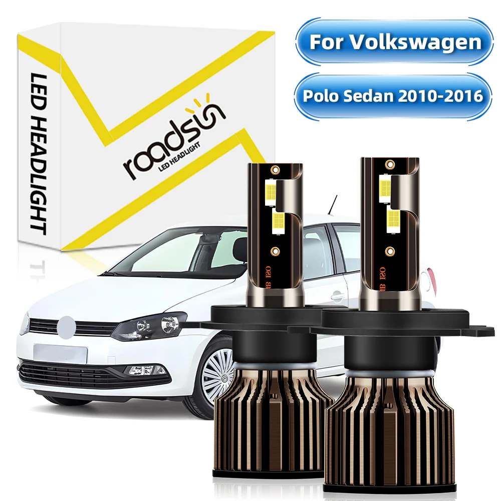 【For Volkswagen Polo Sedan 2010-2016】LED Car Bulbs H4 Hi-Lo Beam Headlamp 6000K White 25000LM 400% Bright Plug And Play