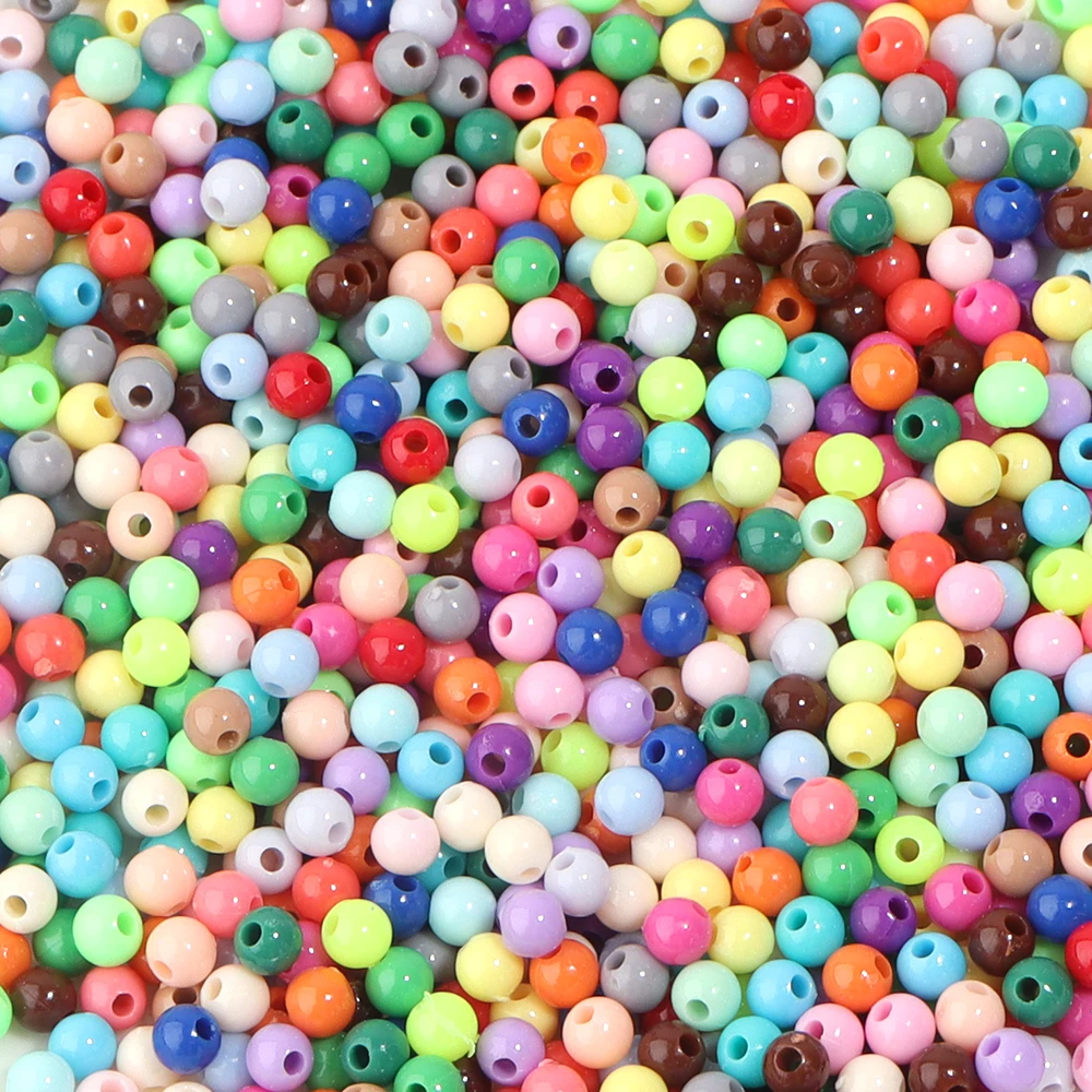 1000 Stück/Lot Acrylperlen Bunte Runde Lose Perlen für Schmuckherstellung DIY Zwischenperlen Armbänder Halsketten Zubehör – Detail 9