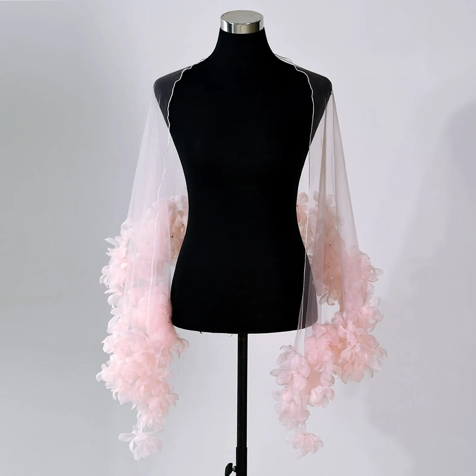 French three-dimensional flower bridal shawl wedding dress photo photo to cover the arms and look thin