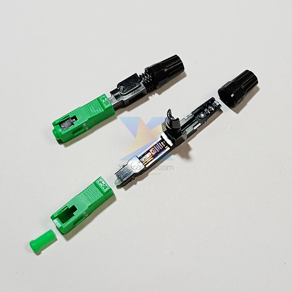 50PC SC/APC Fiber Optic Quick Connector Fiber Reusable Connectors Detachable Single Mode Mechanical Fast Connectors Adapter