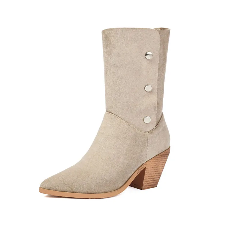 khaki-women's-velvet-short-boots-pointed-toe-foldable-button-open-retro-ladies-shoes-2025-new-high-heels-phoentin-ft4213