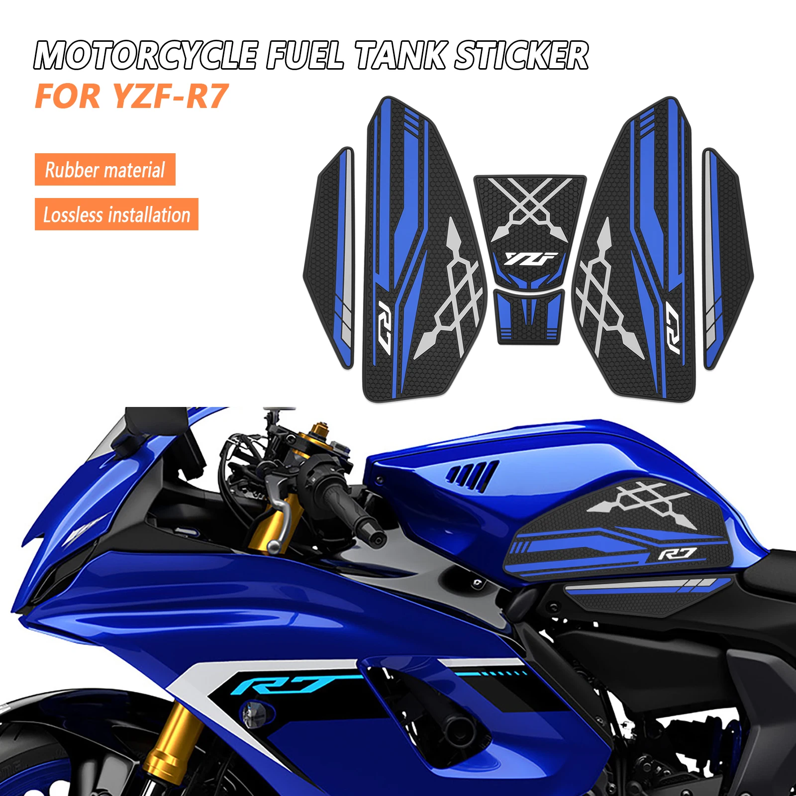 

Motorcycle Tank pad Non-slip Side Fuel Tank Stickers waterproof pad stickers For Yamaha YZF R7 YZF-R7 2021 2022 2023 2024 2025