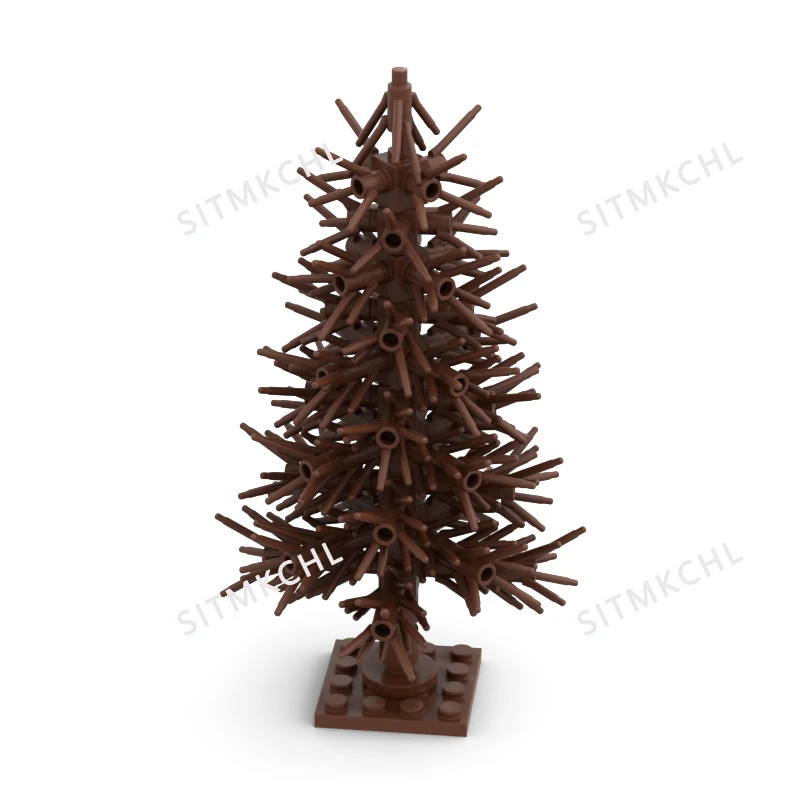 Pine Tree-Modell – verschneite Weihnachtsbaum-Straßendekoration, DIY-Baustein-Set, kompatibel mit großen Marken – Detail 3