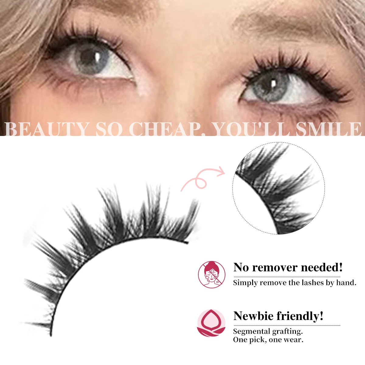 Ciglia Manga naturali morbide 5 paia di ciglia finte lunghe Ciglia a strisce sottili per il trucco degli occhi della bambola coreana