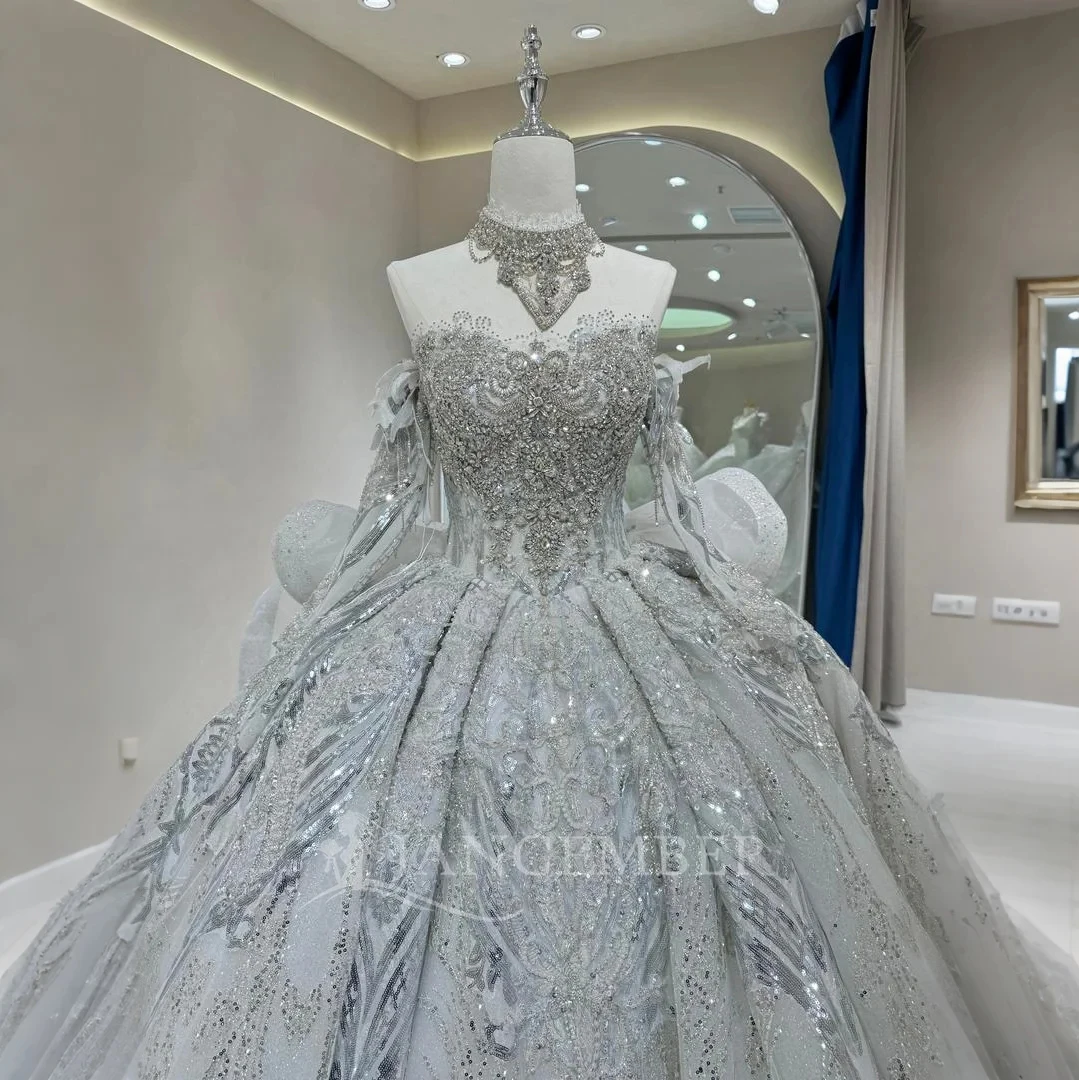 Abito da sposa invernale a maniche lunghe Bedad di lusso personalizzato 2025 Nuovo Vestido De Noiva per abito da sposa Plus Size Lunghezza pavimento