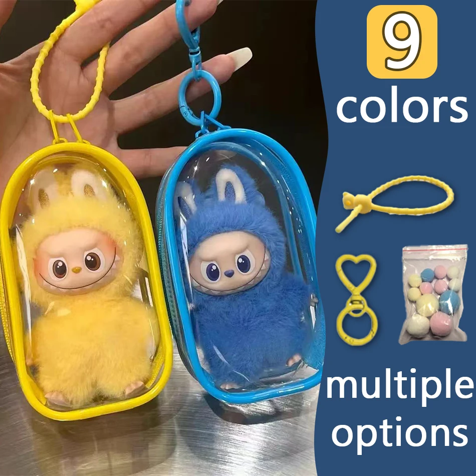 

Для Mini Labubu Pin для Love V4, прозрачный красочный защитный чехол, аксессуары для кукол, плюшевая кукла, сумка для дисплея, уличный брелок, игрушка
