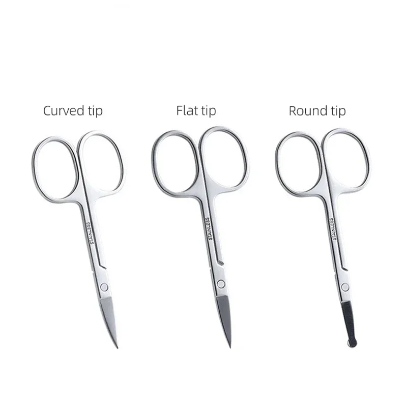 Heallor Mini Stainless Steel Portable Curved Mustache Eyebrow Nose Ear Hair Remover Scissor Trimmer Safety Tips Nail Cuticle Cut