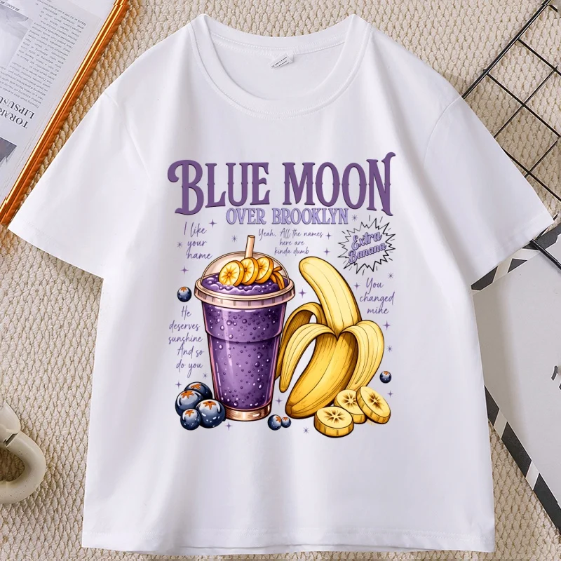 Camiseta Blue Moon Over Brooklyn para hombre y mujer, camiseta con estampado de Smoothie Extra Banana, camiseta de película y libro de romance, ropa para hombre