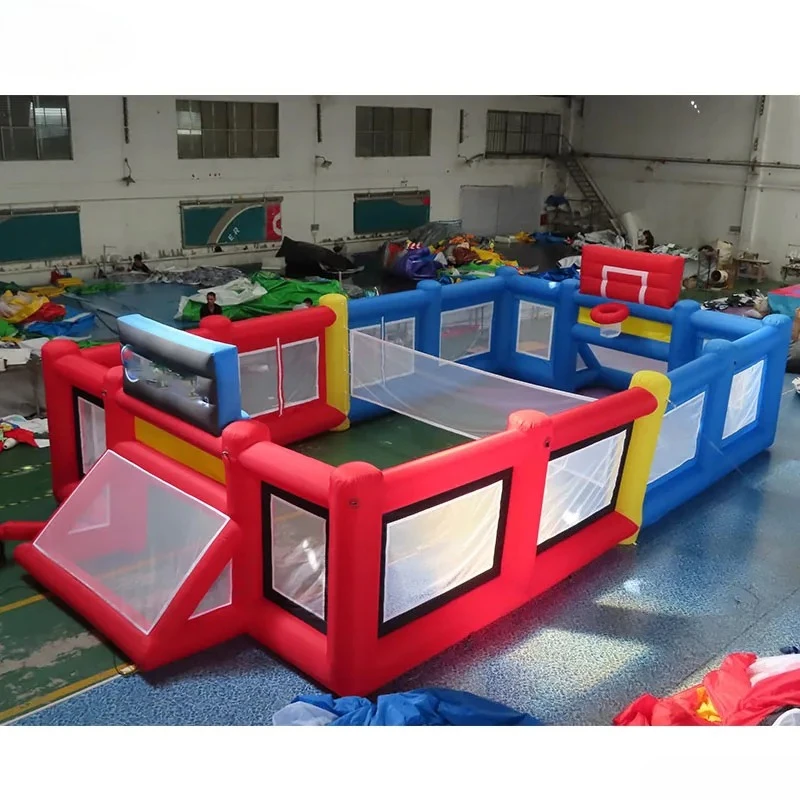 Inflatable Sports Arena Court Inflatable Soccer Basketball Volleyball Field 3 in 1 Game