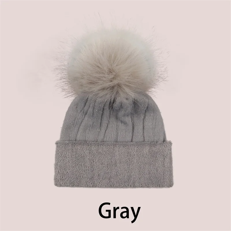 Adorable Winter Pom Pom Beanies for Babies Soft Warm Knitted Hats with Faux Fur Ball Infant Caps Cozy Solid Color Headwear