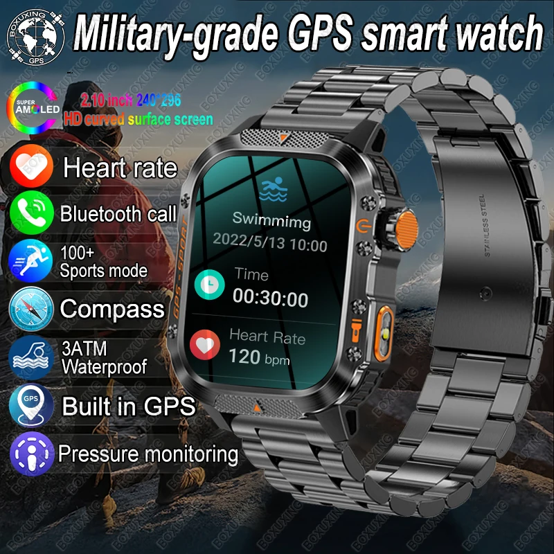 

For Xiaomi Military Outdoor GPS Smart Watch Men 3ATM Waterproof Built-in GPS Compass Heart rate Bluetooth Call Sports SmartWatch