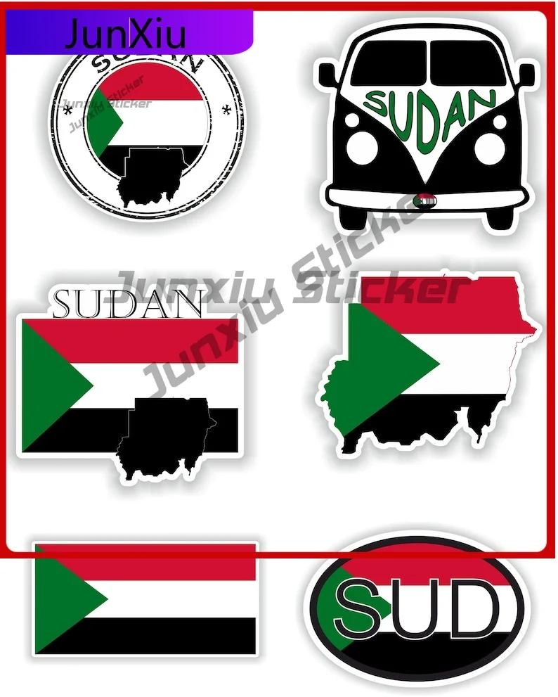 

Sudan Flag Vinyl Stickers A Set Of Six Pieces National Flag Map Outline Country Code Decals Decoration Car Decals And Graphics