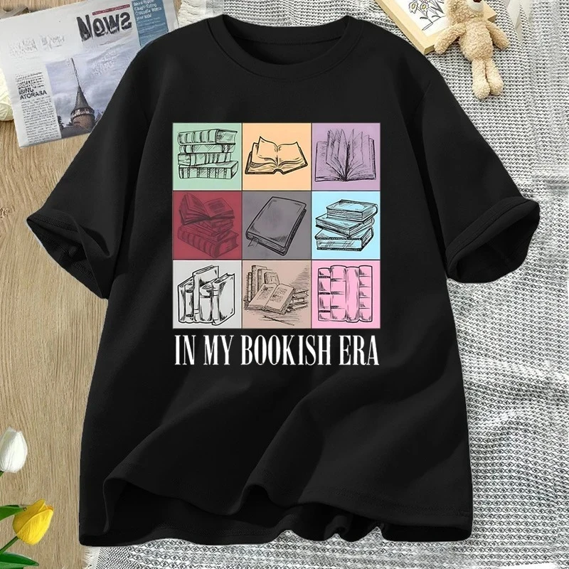 T-shirt Retro Romance Reader Graphic T-shirts Book Lover Bookish T Shirt Summer Woman Clothes Tops Casual and Versatile