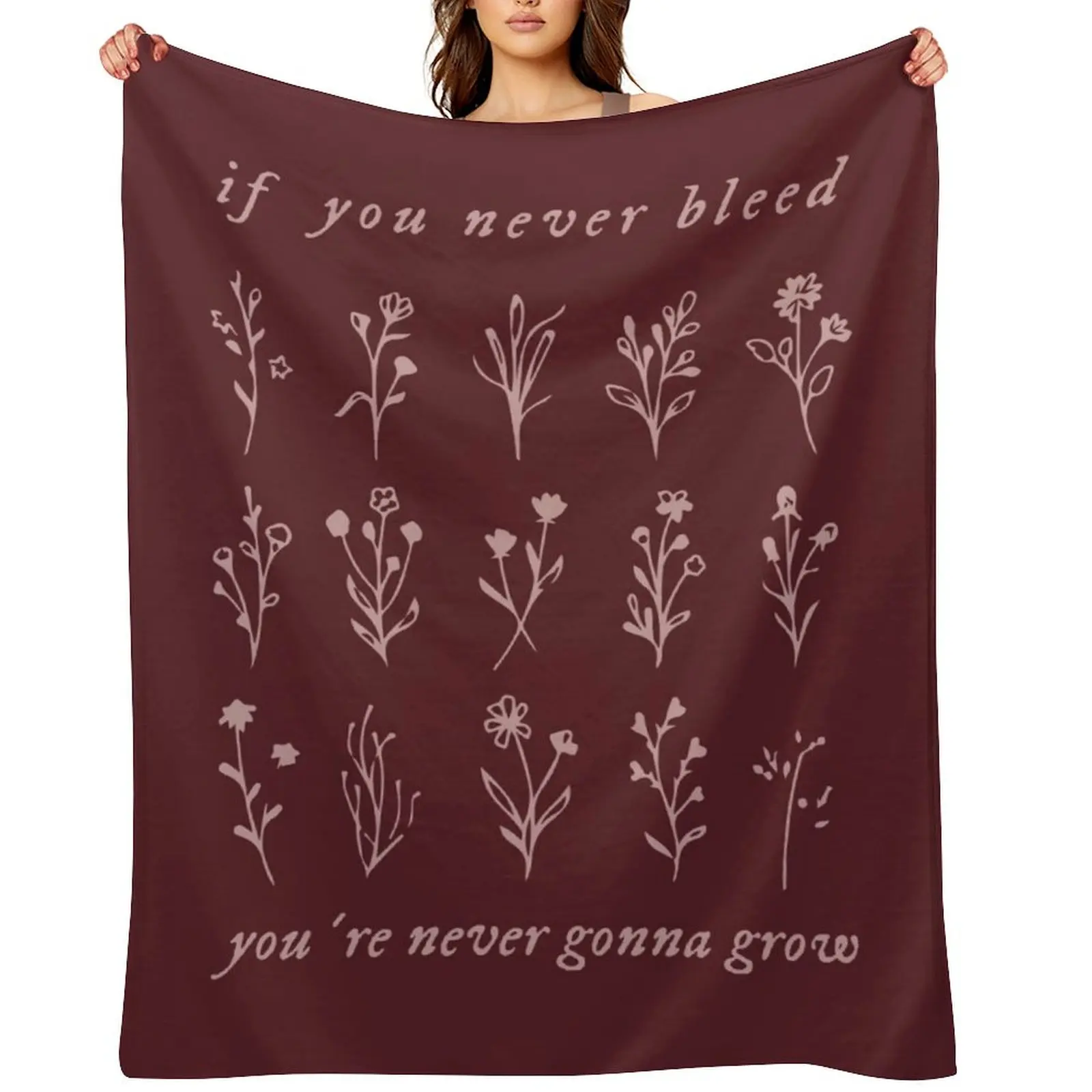 

if you never bleed you're never gonna grow Throw Blanket Softest Picnic valentine gift ideas Designers Blankets