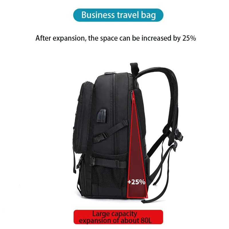 Travel Backpack Men Waterproof Business Bag Expandable USB Shoulder Bag Large Capacity 80L Laptop Bag Mochila Рюкзак Мужской