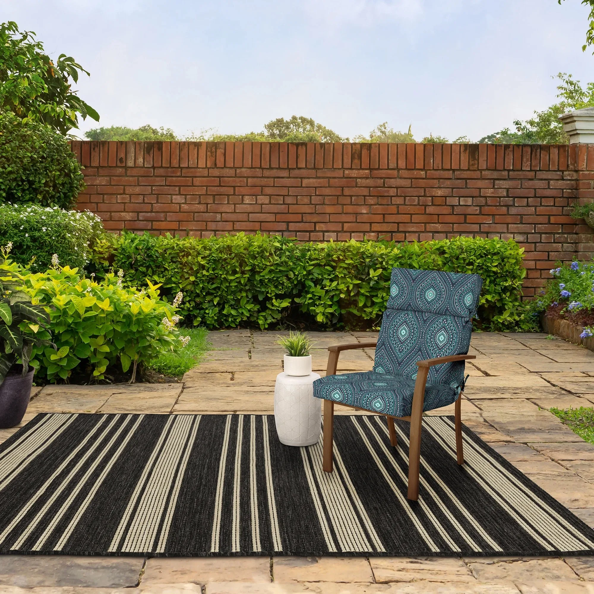 

44" L x 21" W Navy Medallion 1 Piece Outdoor Chair Cushion